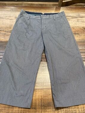 Modern Gap Pinstripe Wide-Leg Cropped Pants/Capri- Blue/White